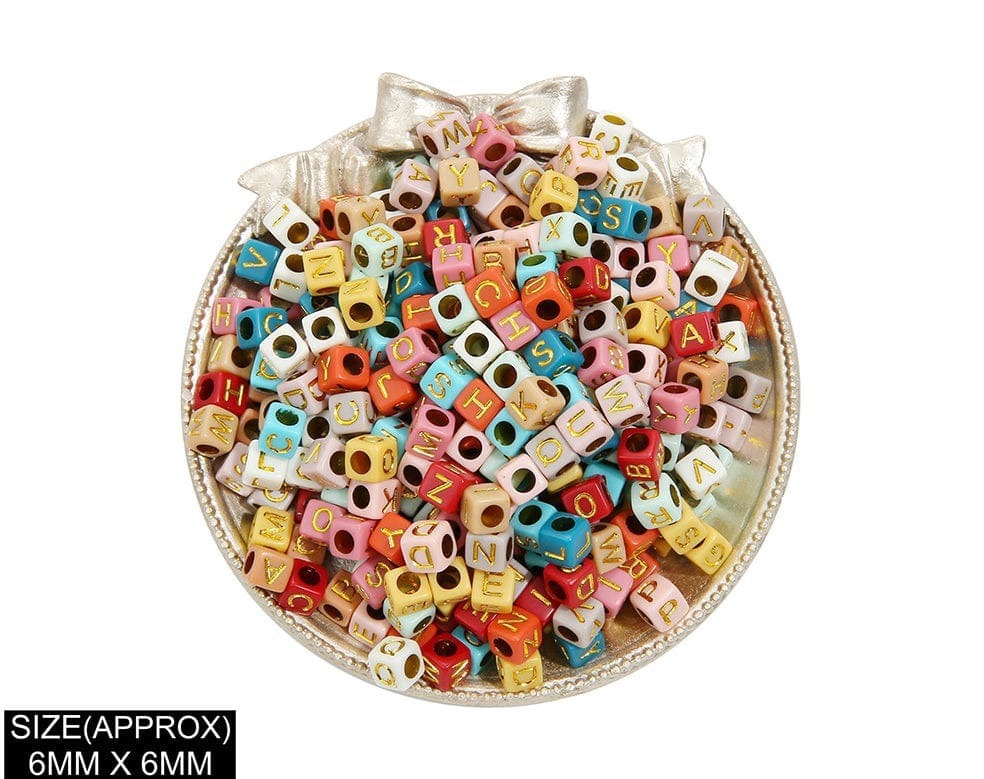 183021 SQUARE ABCD ALPHABET BEADS(COL+GOLD)