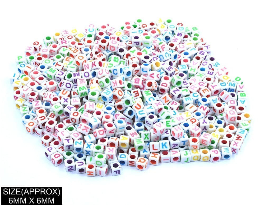183047 SQUARE ABCD ALPHABET BEADS(WT+COL)