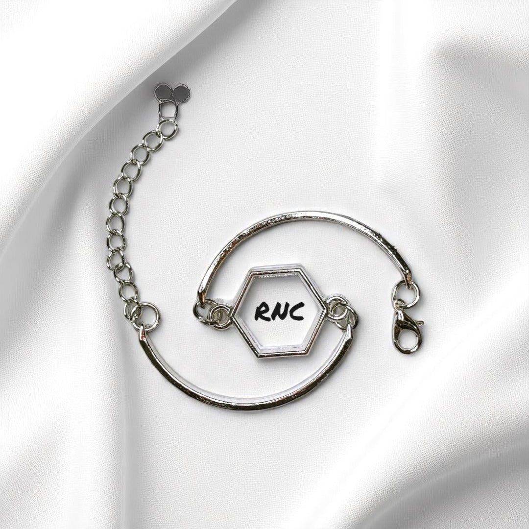 Silver Bracelet with Hexagon Bezel