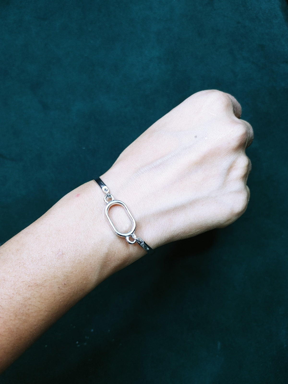Silver Bracelet with Small Oval Bezel