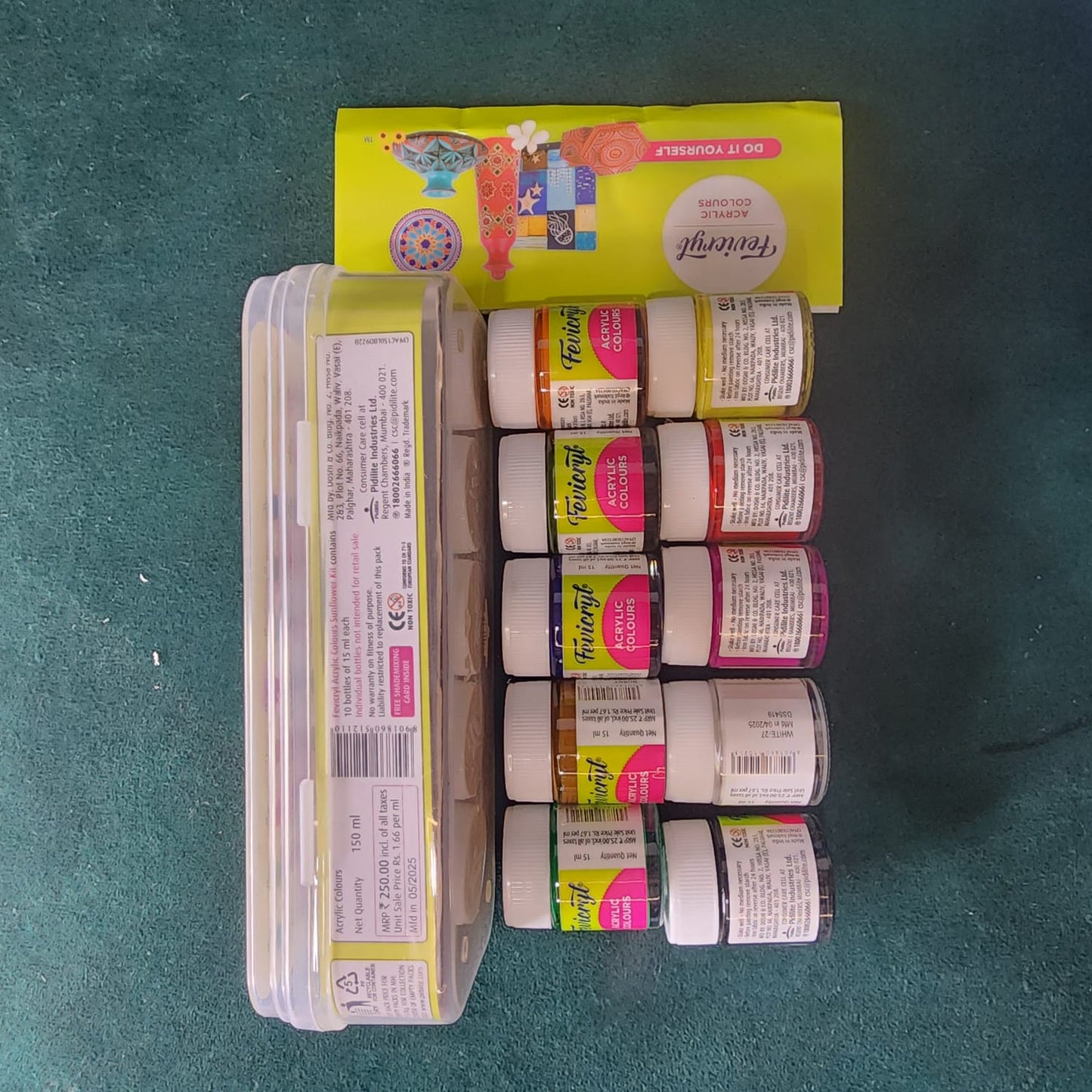 PL006 Fevicryl Acrylic Colour Sunflower Set | 10 Colour X 15ml