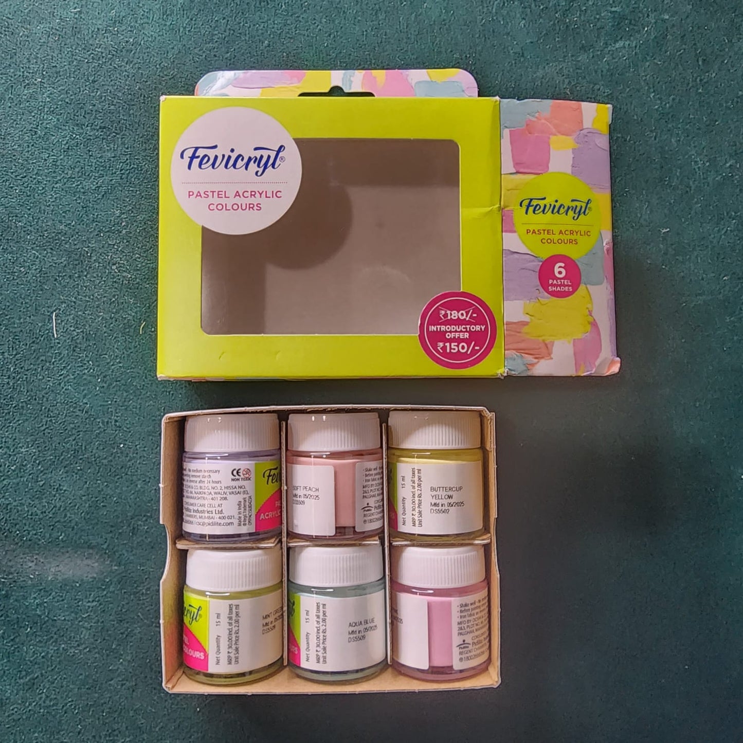 PL008 Fevicryl Pastel Acrylic Colours β 6 Serene Shades