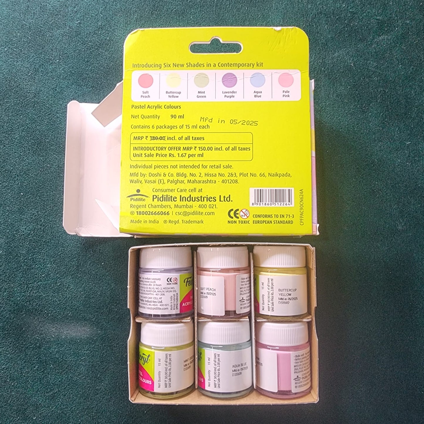 PL008 Fevicryl Pastel Acrylic Colours β 6 Serene Shades