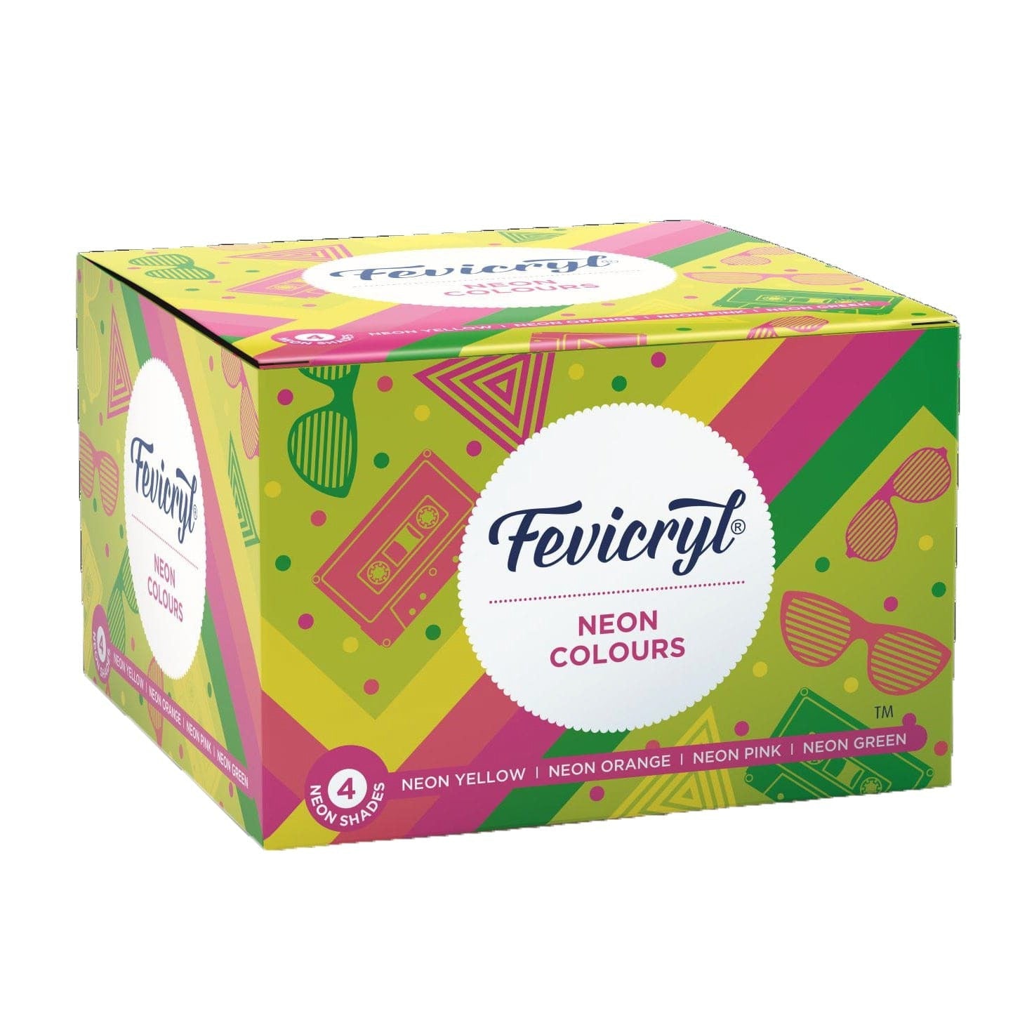 PL004 Fevicryl Acrylic Colour Neon Colour Set | 4 Colour X 15ml