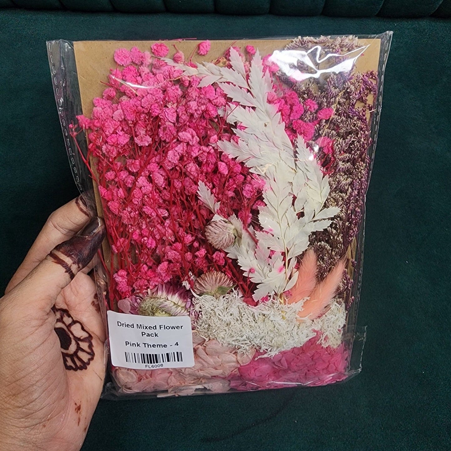 Dry Flower Sheet Card Packing β Pink Theme (FL6008)