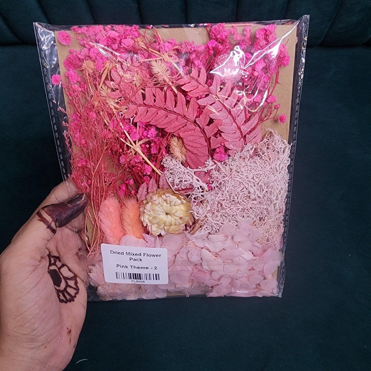 Dry Flower Sheet Card Packing β Pink Theme (FL6005)