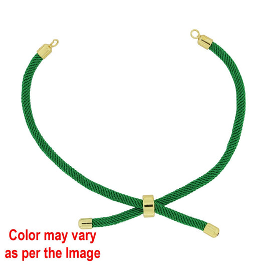 JM078C10 Colour And Gold Rope Bracelet With Adjustable Clasp -Green