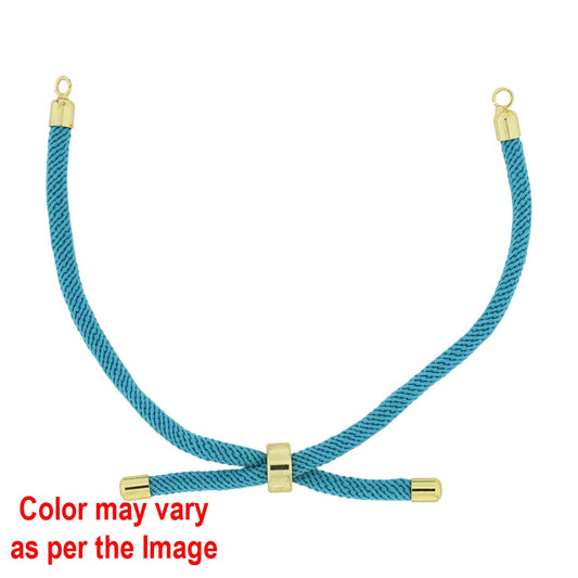 JM078C09 Colour And Gold Rope Bracelet With Adjustable Clasp - Blue