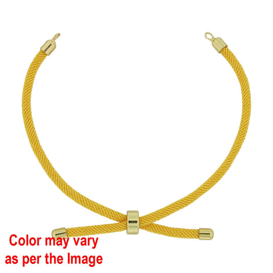 JM078C08 Colour And Gold Rope Bracelet With Adjustable Clasp - Yellow