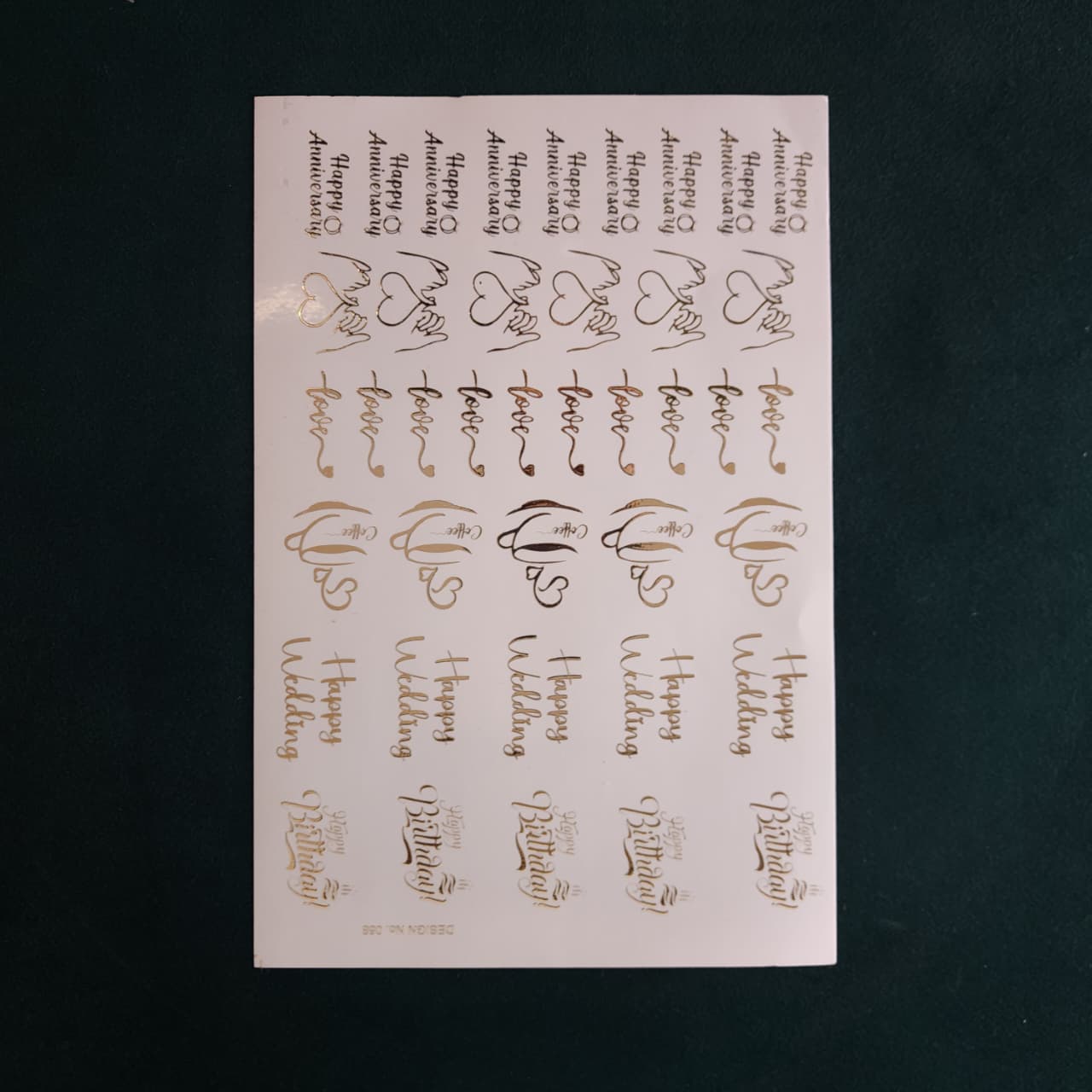 A5 Love Embossed Sticker Sheet.