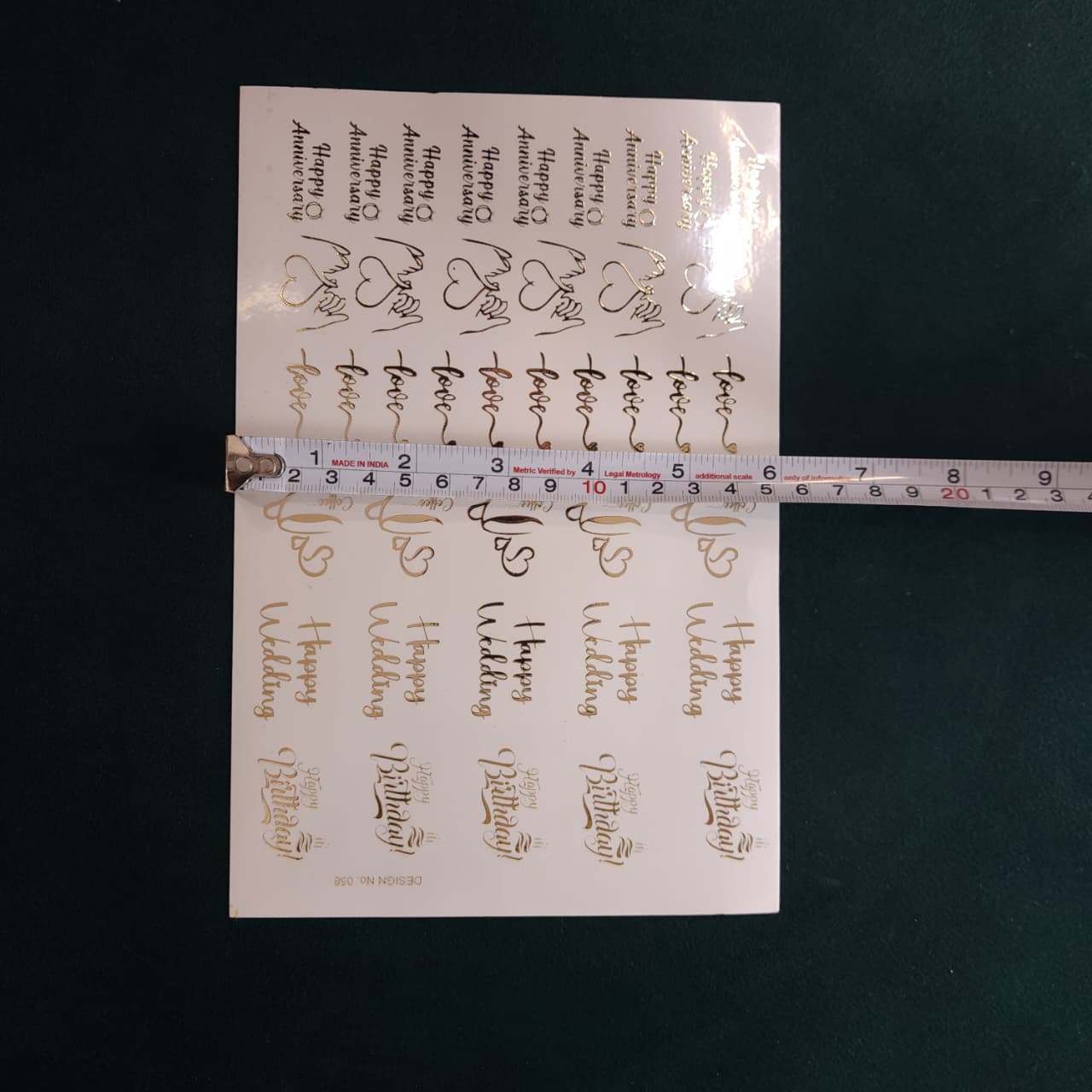 A5 Love Embossed Sticker Sheet.