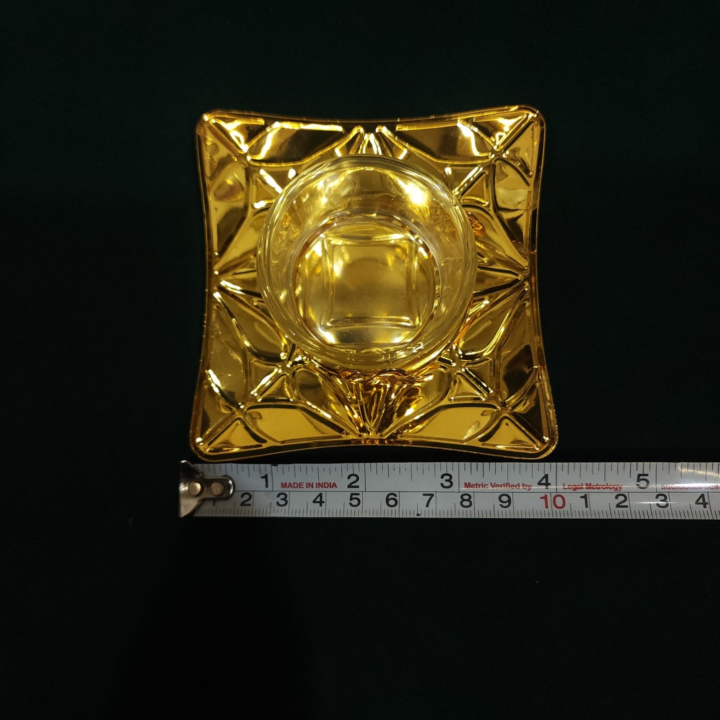 Regal Radiance Square Diya Holder (With Jar) (Metal)
