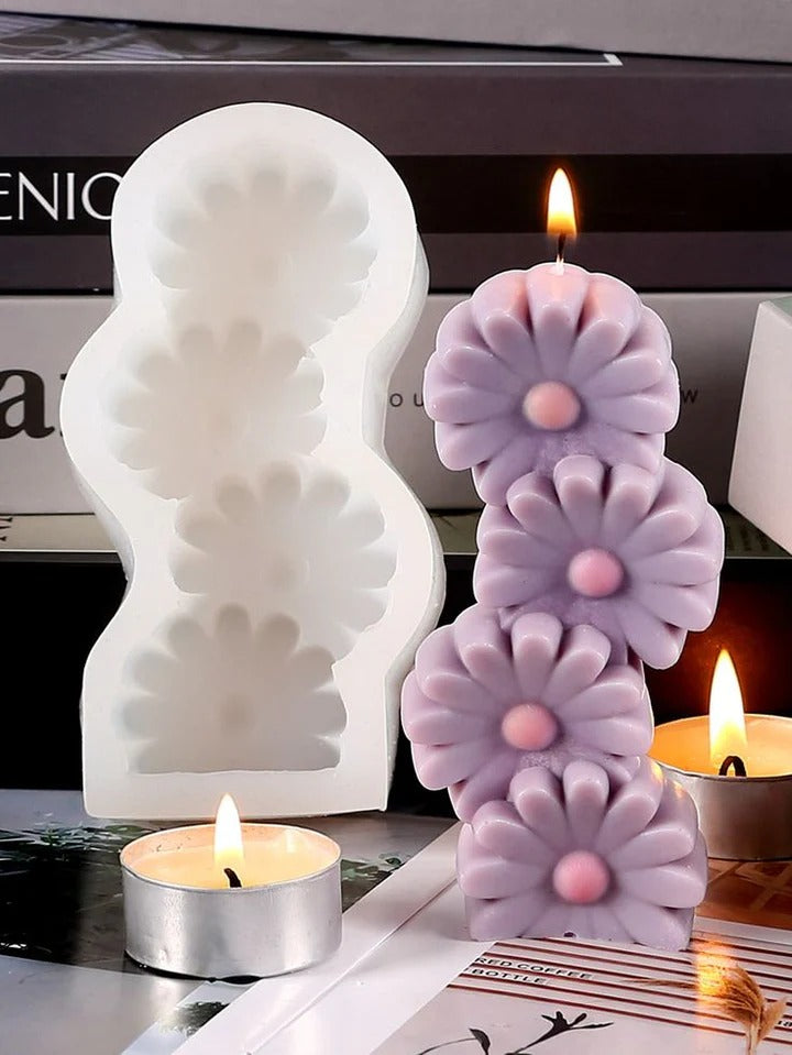 4 Daisy Flower Candle Mould