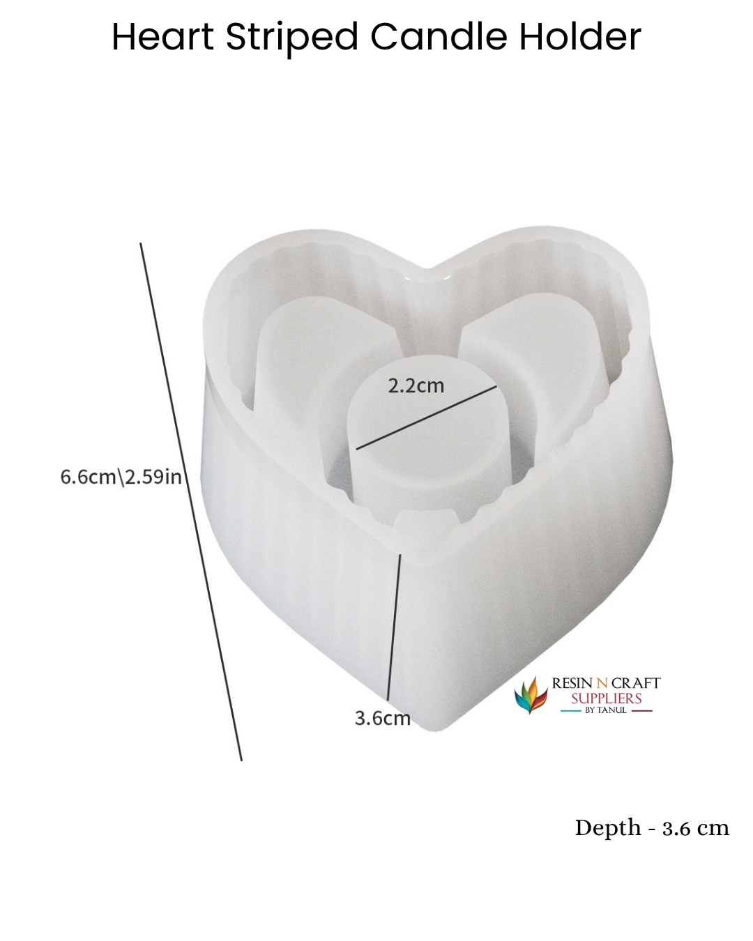 Striped Heart Candle Holder Silicone Mold