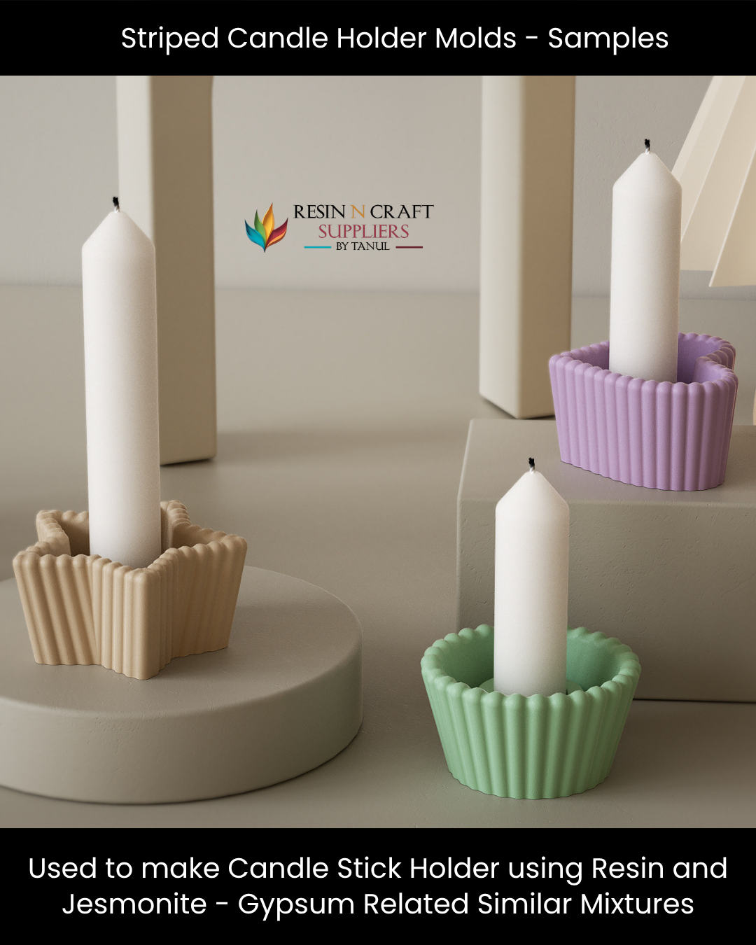 Striped Heart Candle Holder Silicone Mold