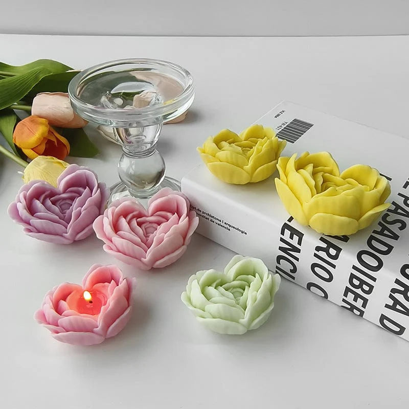 Big 3D Flower Heart Candle Handmade Mould (RHM0051M)