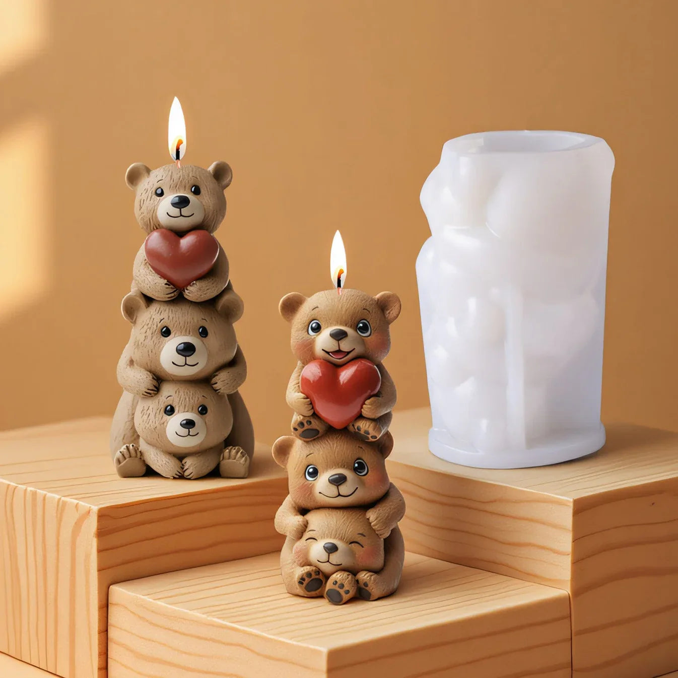 Stacking Teddy Bear Candle Handmade Mould (RHM0272T)
