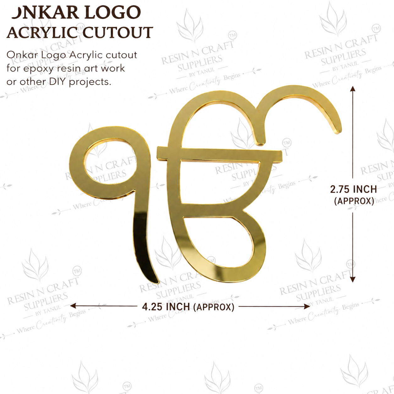 Premium Gold Mirror Acrylic Omkar Logo Cutout – 4.25" × 2.75" (1PC)
