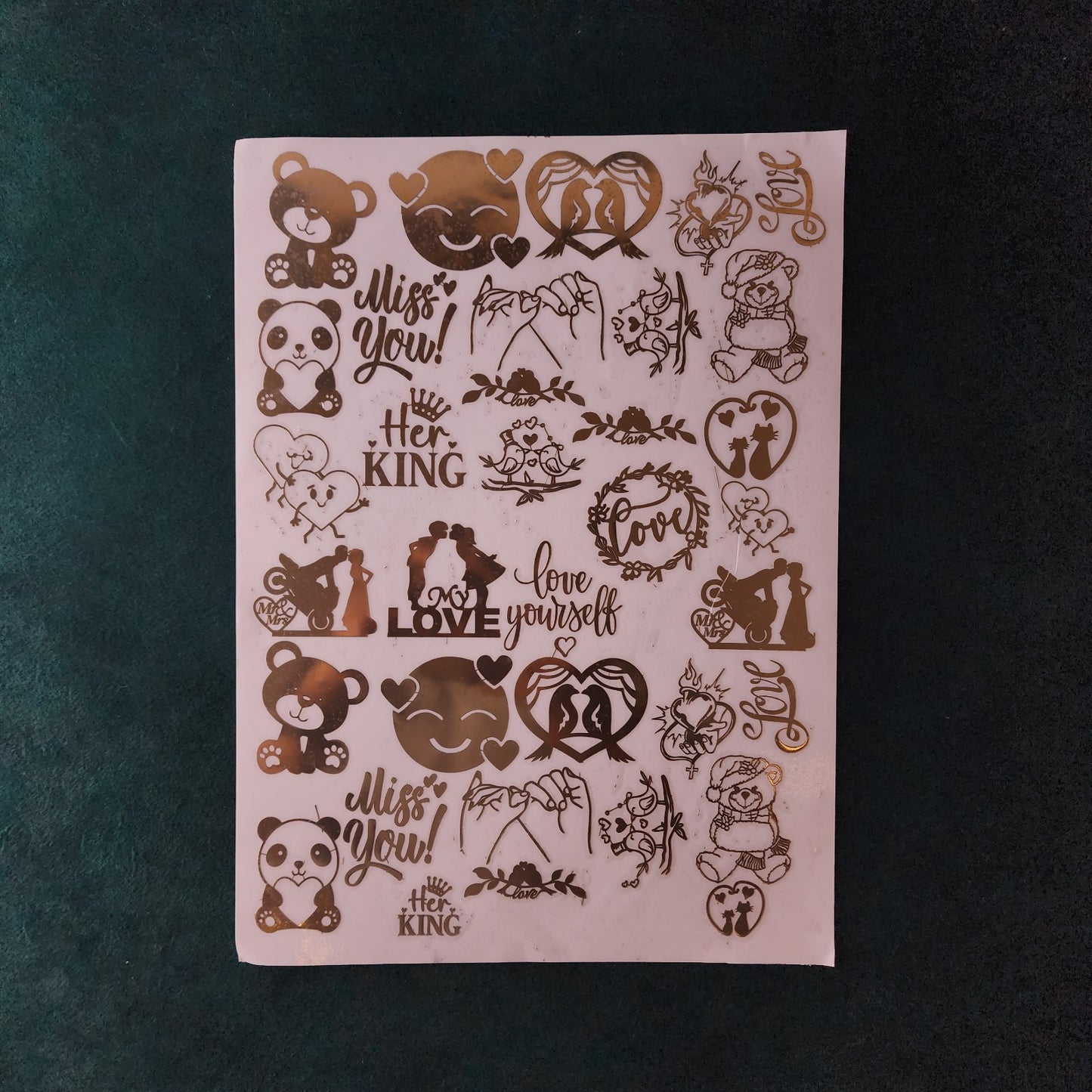 Teddy / Love Metal Sticker Sheet A4