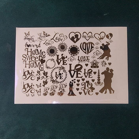 A5 Love  Embossed Sticker sheet