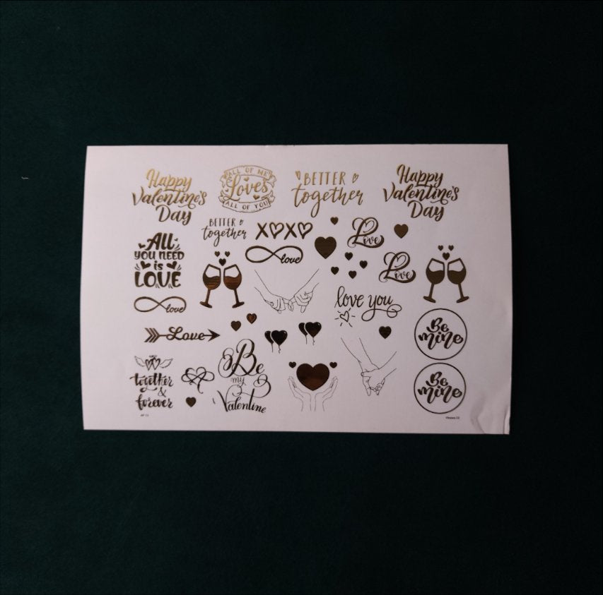 A5 LOVE EMBOSSED STICKER SHEET