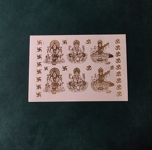 A5 Ganesha Embossed Sticker Sheet.