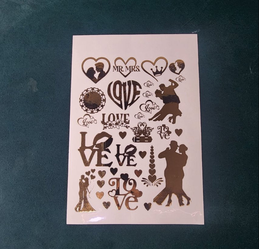 A5 LOVE EMBOSSED STICKER SHEET