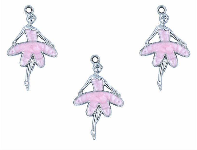 SILVER DANCING GIRL ENAMEL PENDANT CHARMS