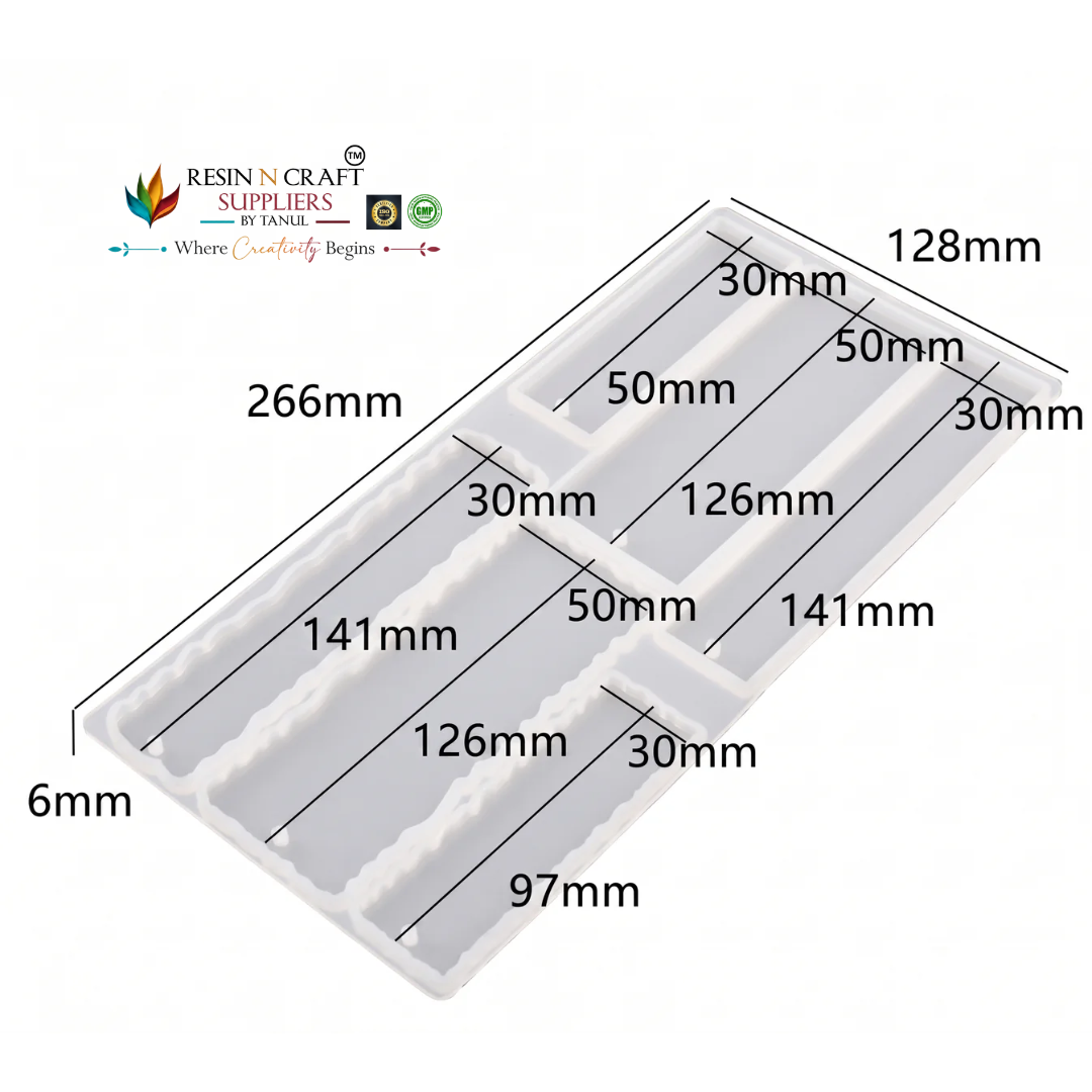 3 Cavity Rectangular & 3 Cavity Irregular Bookmark Silicone Mould (RSM1363M)
