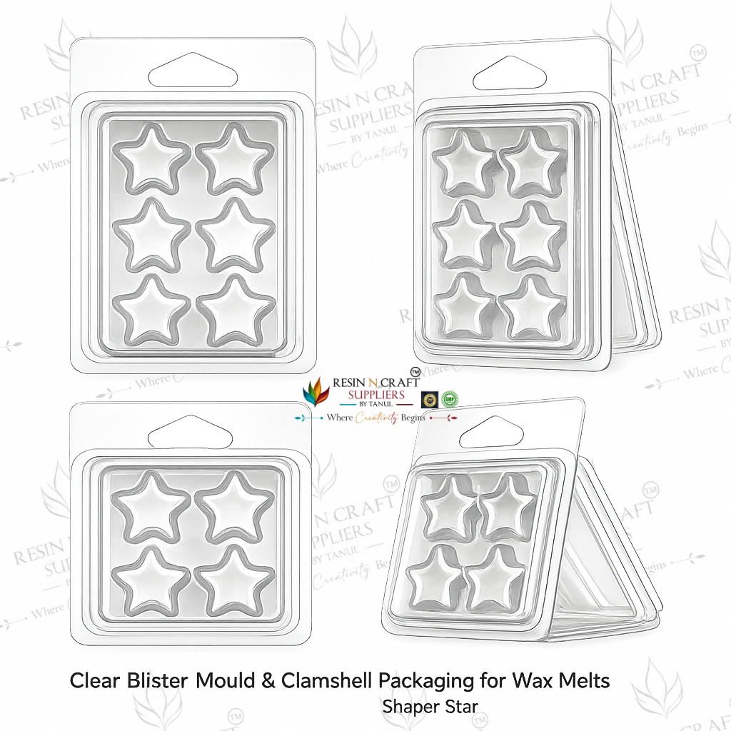 Star Wax Melt Clamshell Packaging | Clear Blister Mould for Wax Melts | 6 Cavity Transparent PET Clamshell | 10 Pieces Pack