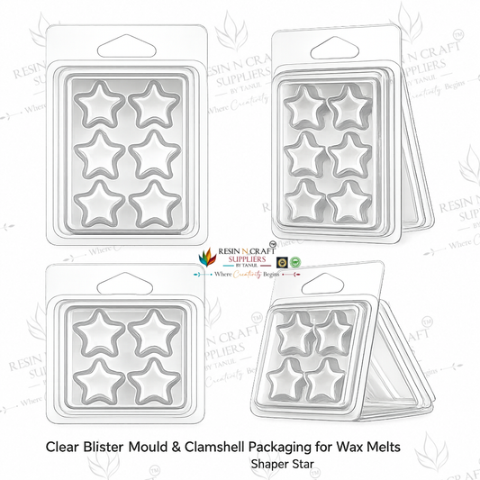 Star Wax Melt Clamshell Packaging | Clear Blister Mould for Wax Melts | 6 Cavity Transparent PET Clamshell | 10 Pieces Pack