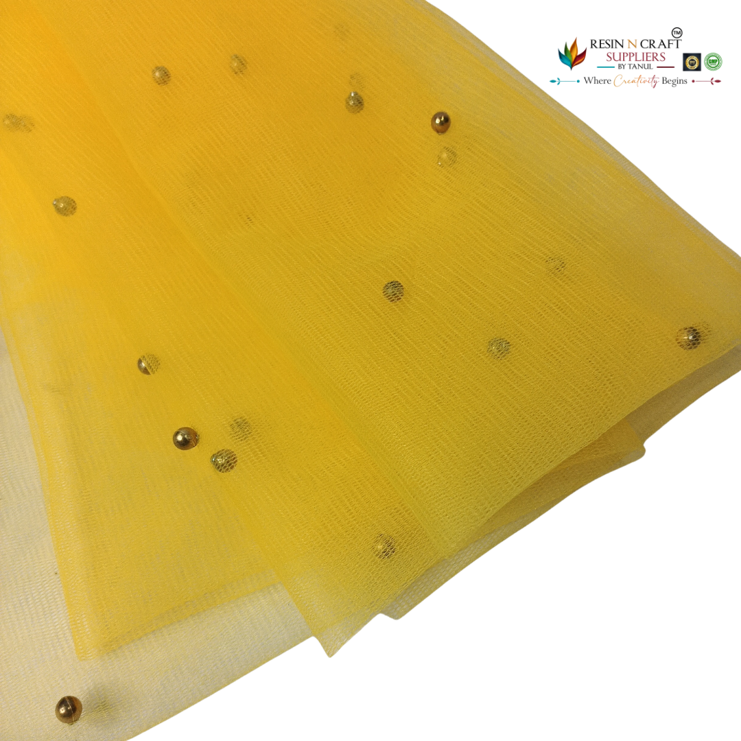 Mustard Yellow Premium Pearl Decorative Net Fabric Roll – 5 Meter (PN-08)