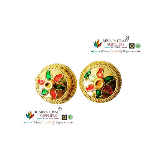 Round Big Katori / Kumkum Vati / Kum Kum Bowl / Decorative Bowl with Cap (Design 3)