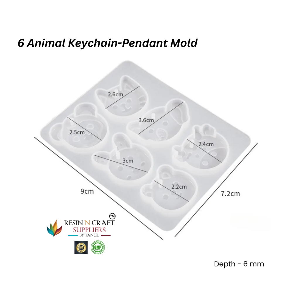 6 Animal Keychain-Pendant Mold – Cute Mini Silicone Mold RDI-RRM-0007M
