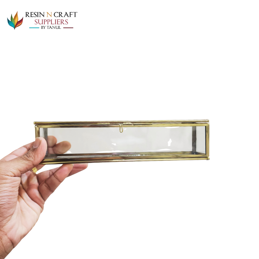 Vintage Glass Card Box – Gold Metal Frame | Premium Display Case