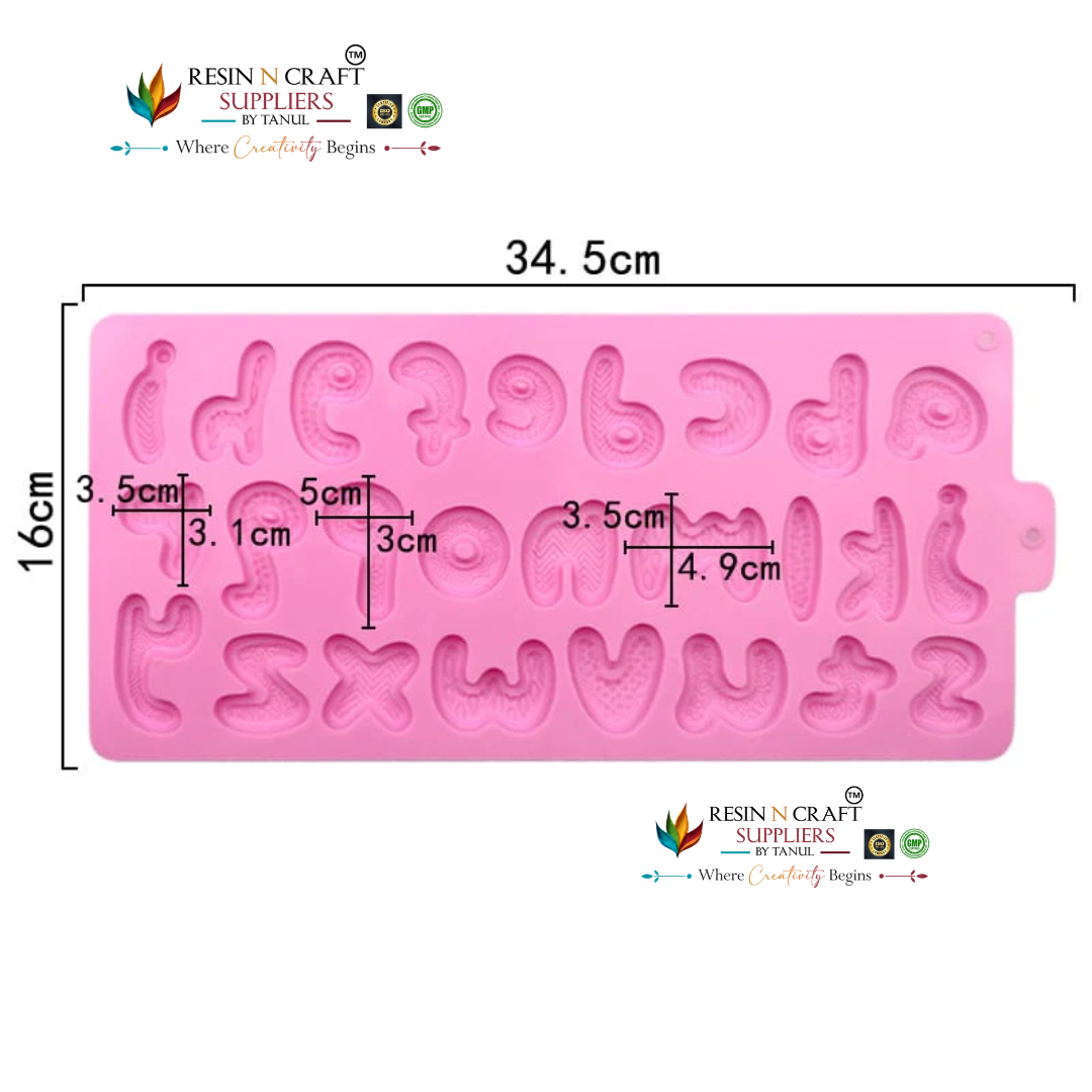 26 Multi-Cavity Lowercase Alphabet Letters Mould for DIY Concrete Art, Resin Crafts, Soap Making & Cake Making Silicone Mould RSM1444M