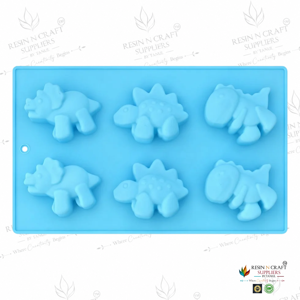 6-Cavity Dinosaur Silicone Mould – 27.2 × 16.5 CM | Assorted Dinosaur Designs (RSM1498M)