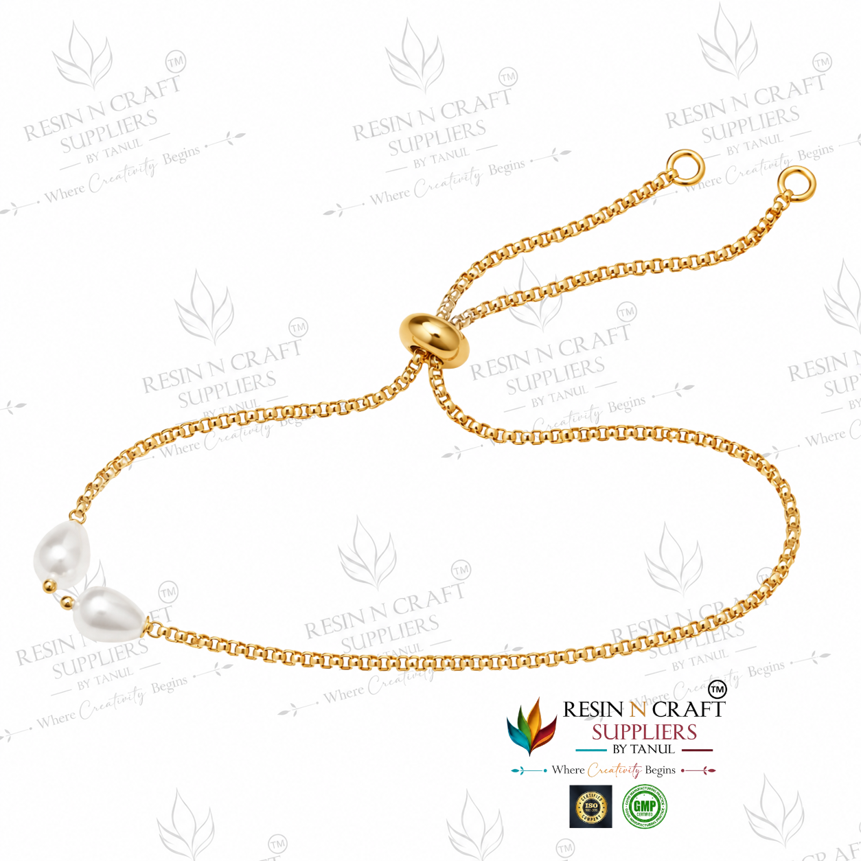 Rakhi Chain Bracelet with Pearl | Adjustable Golden Chain Bracelet for Rakhi Making & Handmade Rakhis