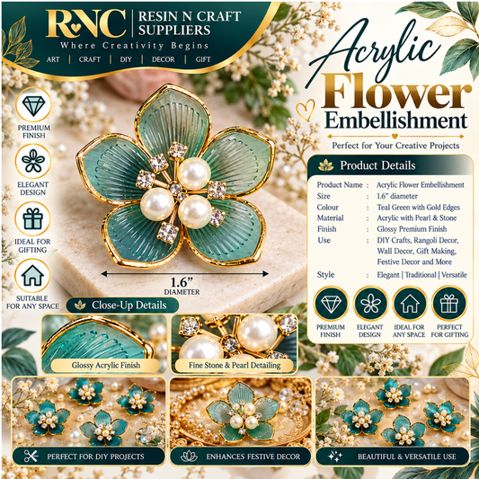 Acrylic Flower Embellishment – Premium Decorative Craft Accessory / Colourful Plastic Flower