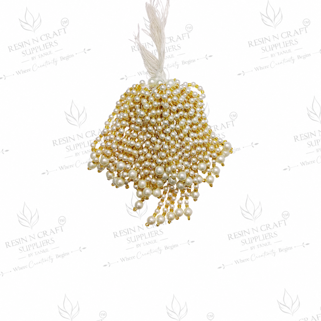 Premium Pearl Beaded White Moti Mala Latkan Design 1 (10 Pcs in a pack)