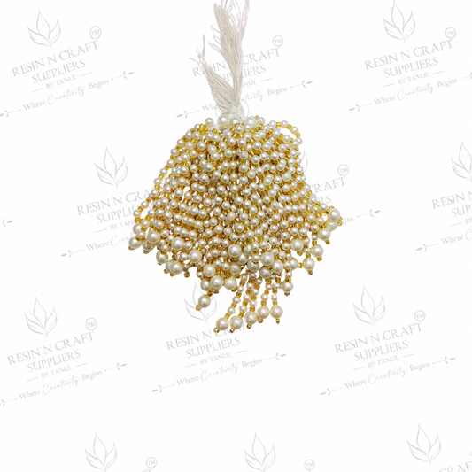Premium Pearl Beaded White Moti Mala Latkan Design 1 (10 Pcs in a pack)