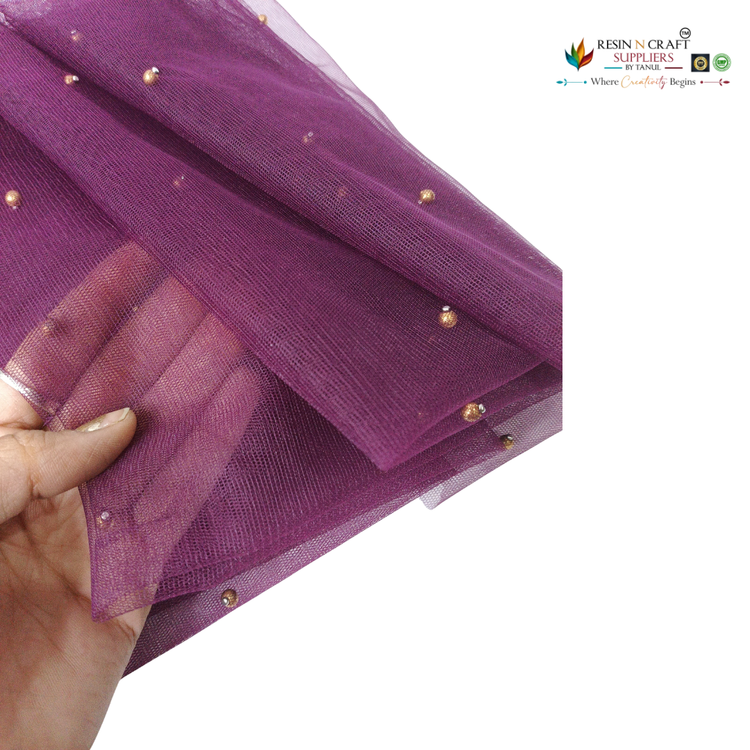 Wine Purple Premium Pearl Decorative Net Fabric Roll – 5 Meter (PN-07)