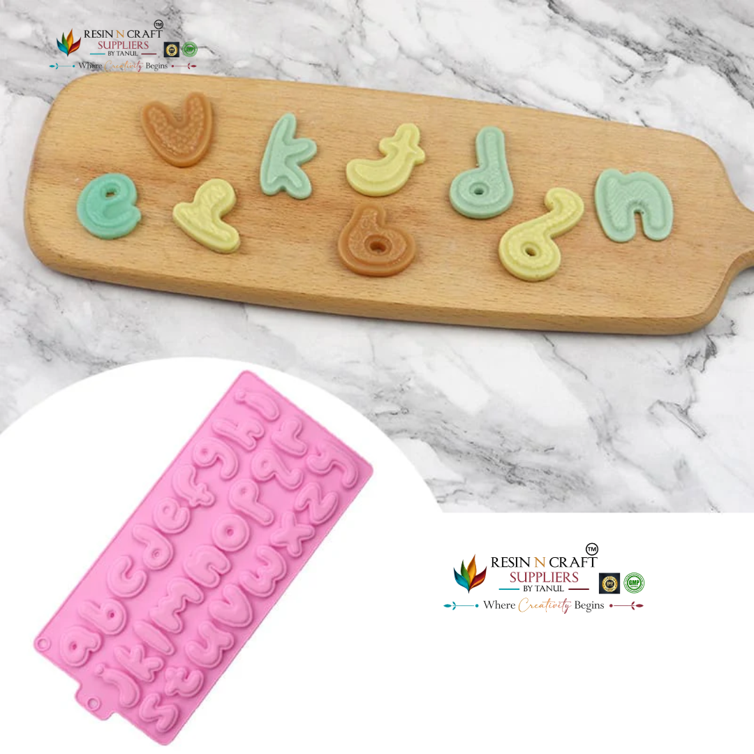 26 Multi-Cavity Lowercase Alphabet Letters Mould for DIY Concrete Art, Resin Crafts, Soap Making & Cake Making Silicone Mould RSM1444M