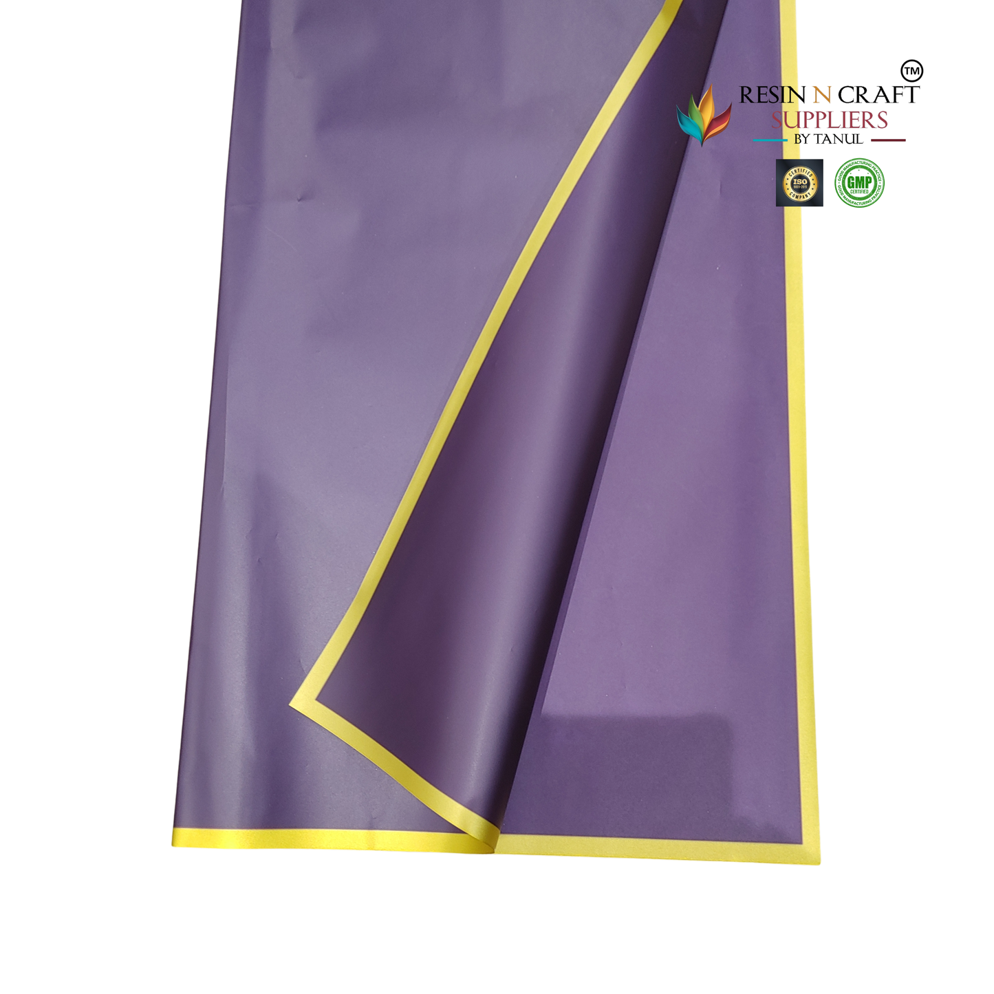 Purple with Golden Border Waterproof Flower / Gift Wrapping Sheets – 5 Pcs (22×22 Inch) / Packing Sheet