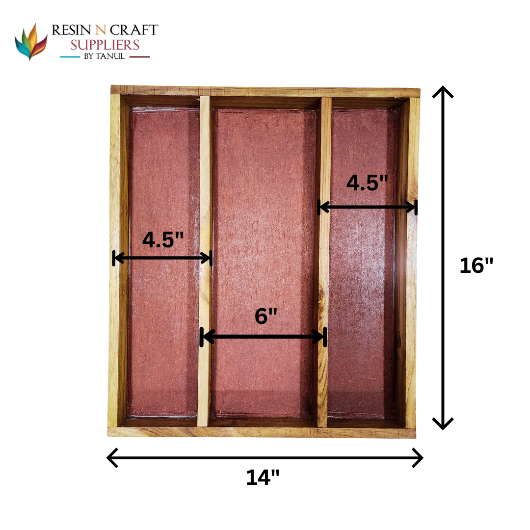14 x 16 Inch With LED MDF 3 Partition Teakwood (3 Sections)
