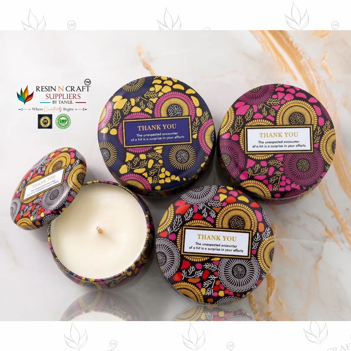 Round Mandala Art Tin Jar For Candle (RWX320T)