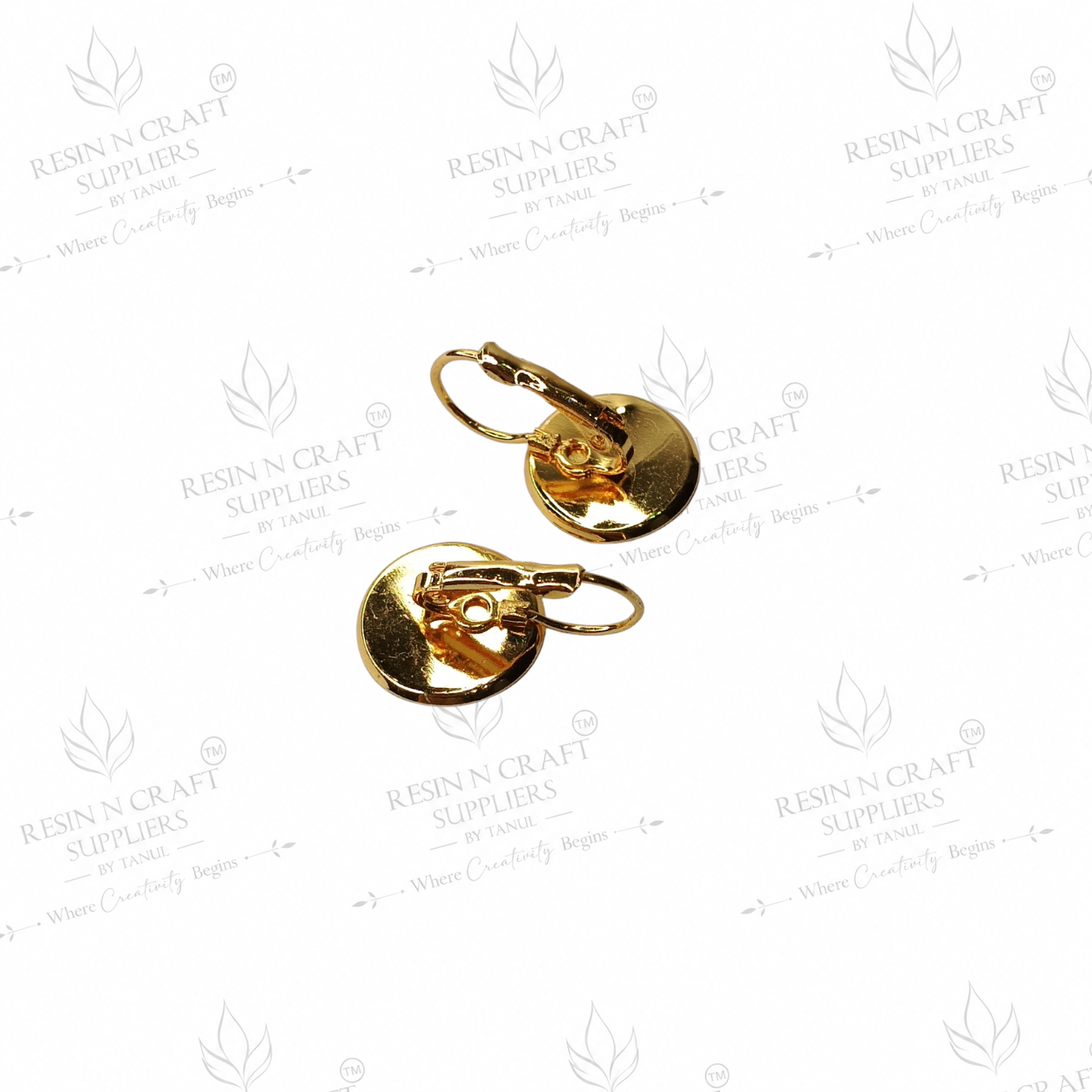 Gold Plated Round Earring Tops with Hanging Loop & Secure Lock | 1 cm