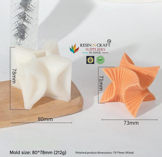 Square Geometric Ribbed Cube Candle Handmade Mould (RHM0156M)