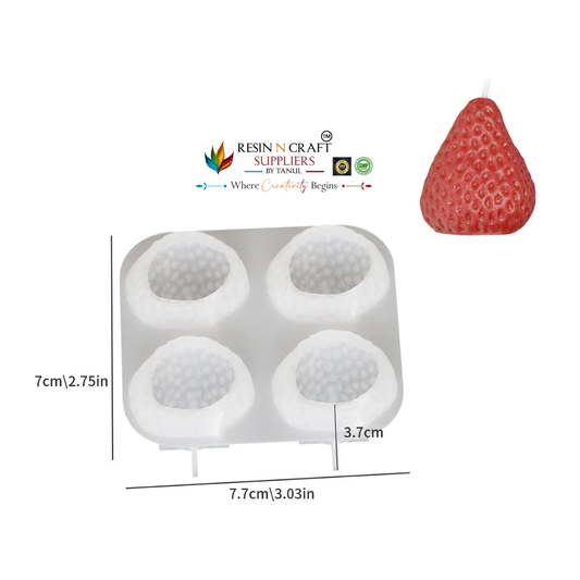 4 Cavity Strawberry Candle Silicone Mould (RSM1377M)