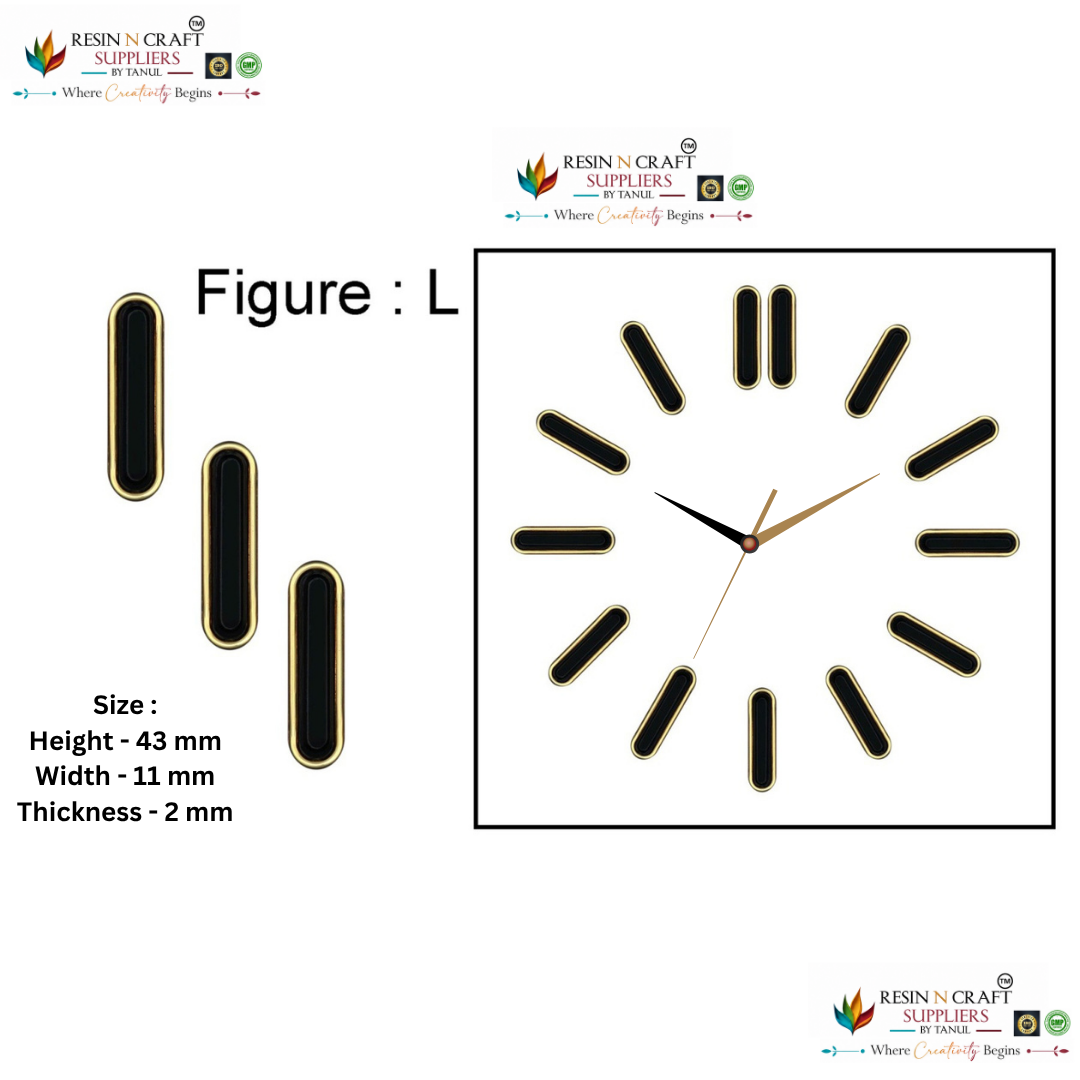 Modern Clock Index Markers – Figure L | Premium Black & Gold